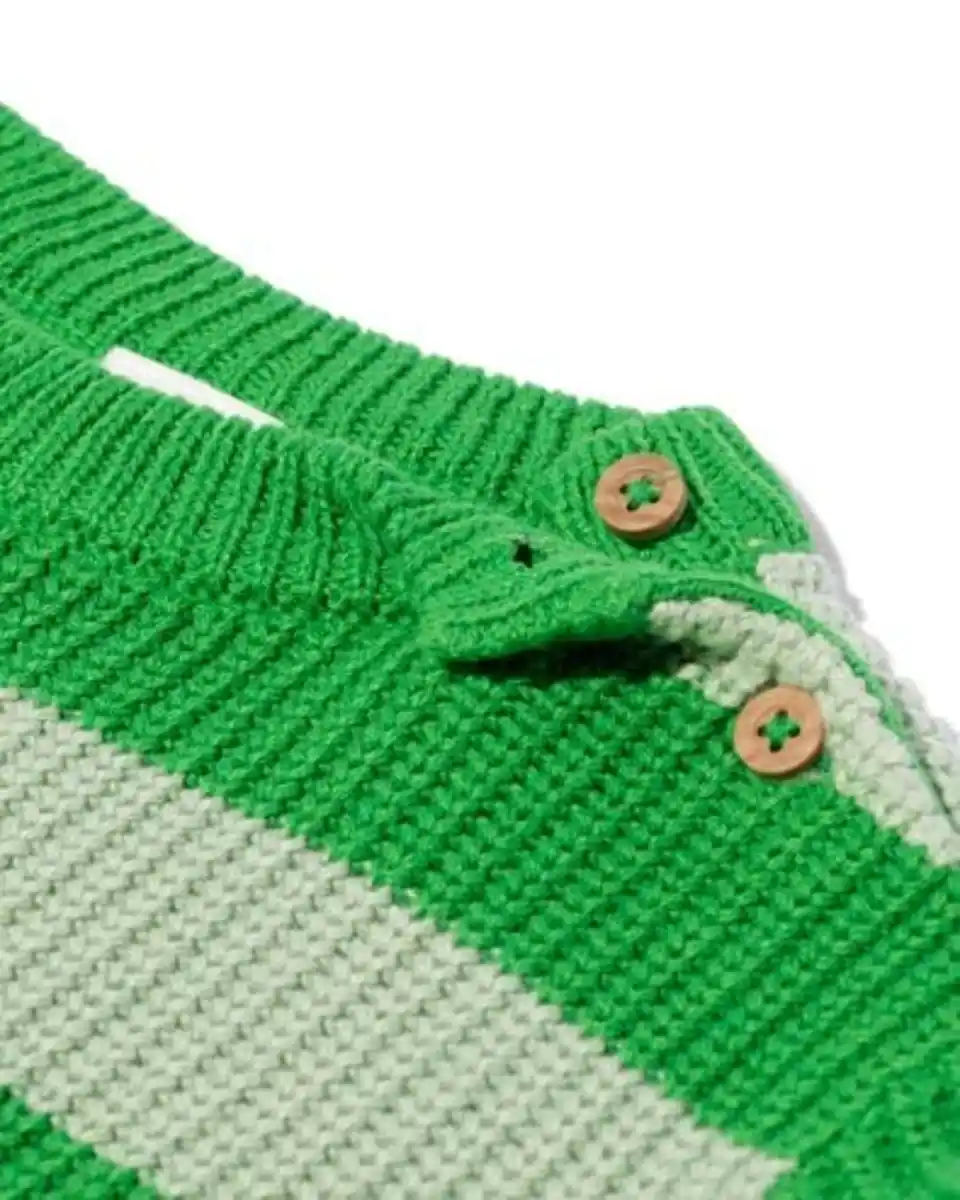 Bild 3 von Babypullover Strick gestreift grün