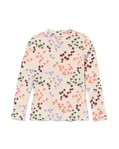 Kinder-T-Shirt mit Rippenstruktur eierschalenfarben