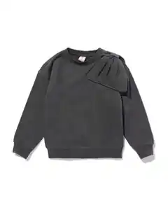 Mädchenpullover, große Schleife dunkelgrau