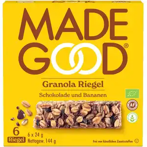 MadeGood BIO Chocolate-Banana-Granola-Riegel, 6er Pack