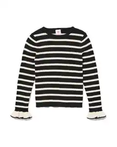 Gestreiftes Strickoberteil für Kinder schwarz