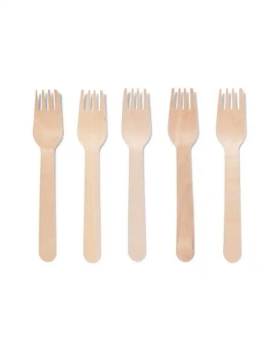 Bild 1 von 10er-Pack Einweggabeln, Holz