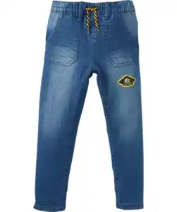 Thermo-Jeans mit Aufnäher elastischer Bund, Jeansblau