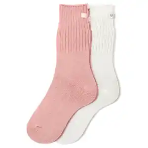 2 Paar Damen Socken mit Wolle CREMEWEISS / ROSA