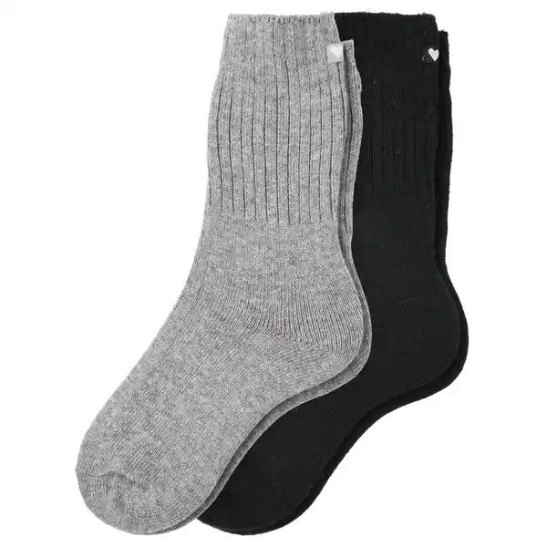 Bild 1 von 2 Paar Damen Socken mit Wolle SCHWARZ / GRAU