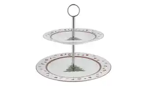 Peill+Putzler Etagere Weihnachtsgeschirr Santa ¦ weiß ¦ Porzellan, Edelstahl ¦ Maße (cm): H: 23  Ø: [26.8] Geschirr > Einzelgeschirrteile - Möbel Kraft