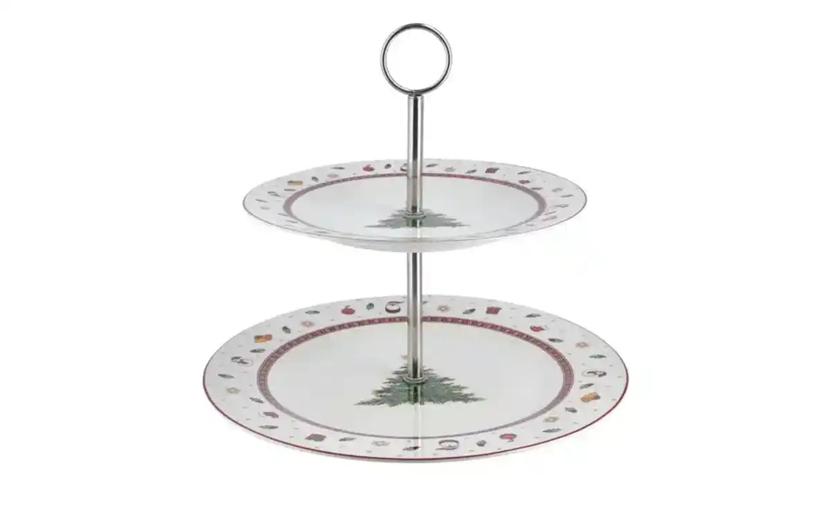 Bild 1 von Peill+Putzler Etagere Weihnachtsgeschirr Santa ¦ weiß ¦ Porzellan, Edelstahl ¦ Maße (cm): H: 23  Ø: [26.8] Geschirr > Einzelgeschirrteile - Möbel Kraft