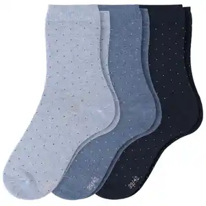 3 Paar Damen Socken mit kleinen Punkten JEANS-BLAU / DUNKELBLAU / HELLBLAU