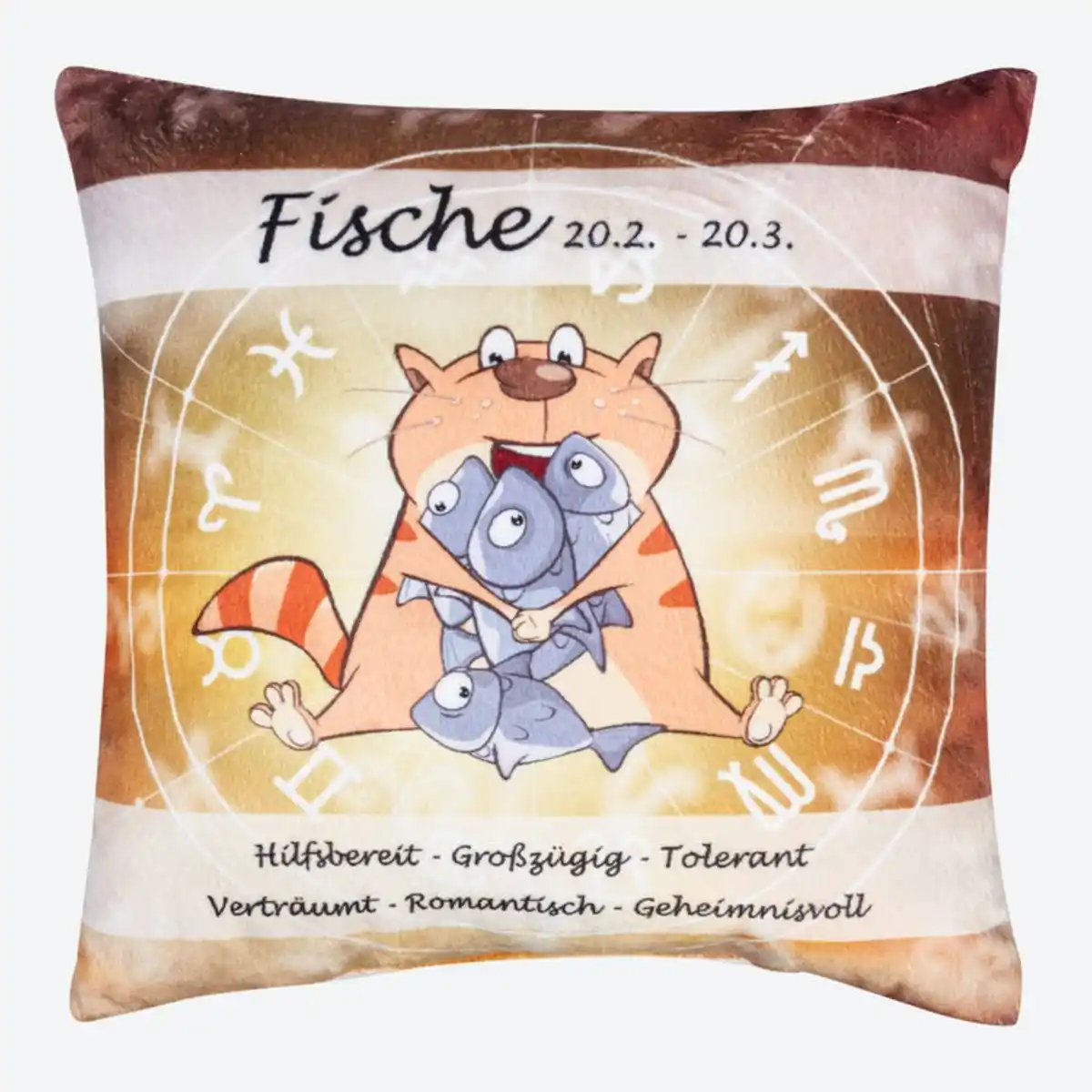 Bild 1 von Dekokissen mit Sternzeichen-Karikatur, ca. 30x30cm, Orange