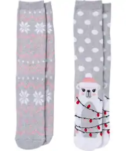 Frottee-Socken Weihnachten 2er-Pack, Ergee, grau melange