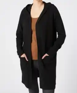 Cardigan mit Kapuze Janina, offene Form, schwarz