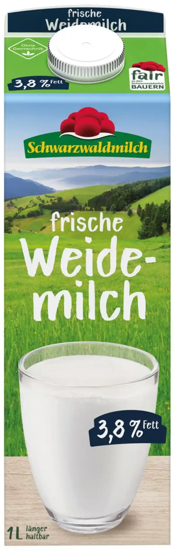 Bild 1 von SCHWARZWALDMILCH Fr. Weidemilch, 3,8 % Fett, 1-l-Packg.