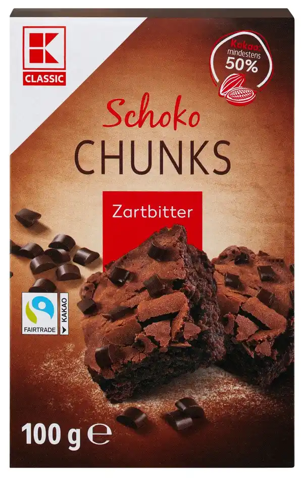 Bild 1 von K-CLASSIC Schoko-Chunks, 100-g-Packg.