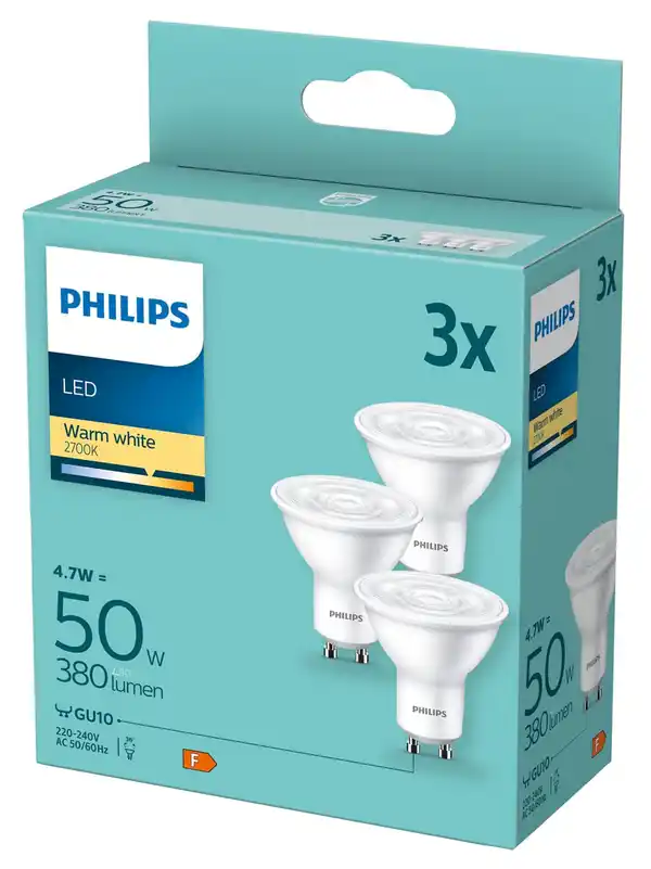 Bild 1 von PHILIPS LED-Reflektoren GU10 4,7 W, 3-St.-Packg.