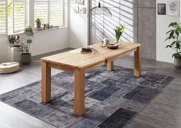 Bild 2 von ausziehbarer Esstisch ROLF, Klappmechanik 160 x 90 Wild Eiche massiv geölt