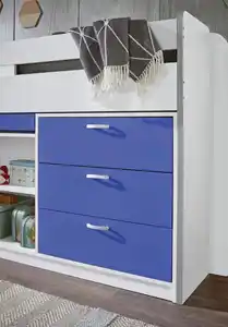 Hochbett PONNY LF 90x200 cm, mit Regal, Schubladenelement und Schreibtisch