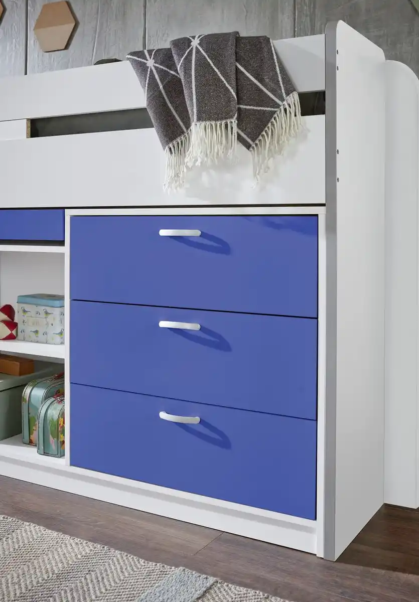 Bild 1 von Hochbett PONNY LF 90x200 cm, mit Regal, Schubladenelement und Schreibtisch