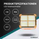 Bild 3 von Solar Baustrahler mit Akku, CCT, 6 Std.Leuchtzeit, USB In- & Output