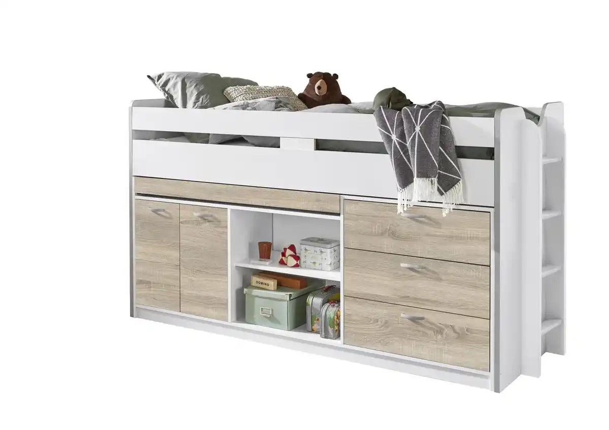 Bild 3 von Hochbett PONNY LF 90x200 cm, mit Regal, Schubladenelement und Schreibtisch