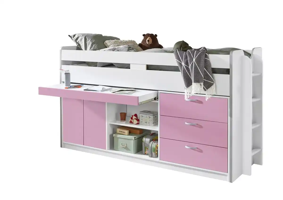 Bild 2 von Hochbett PONNY LF 90x200 cm, mit Regal, Schubladenelement und Schreibtisch
