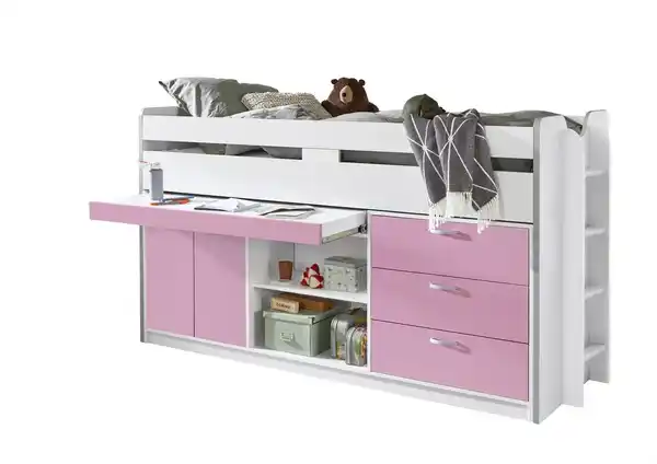 Bild 2 von Hochbett PONNY LF 90x200 cm, mit Regal, Schubladenelement und Schreibtisch