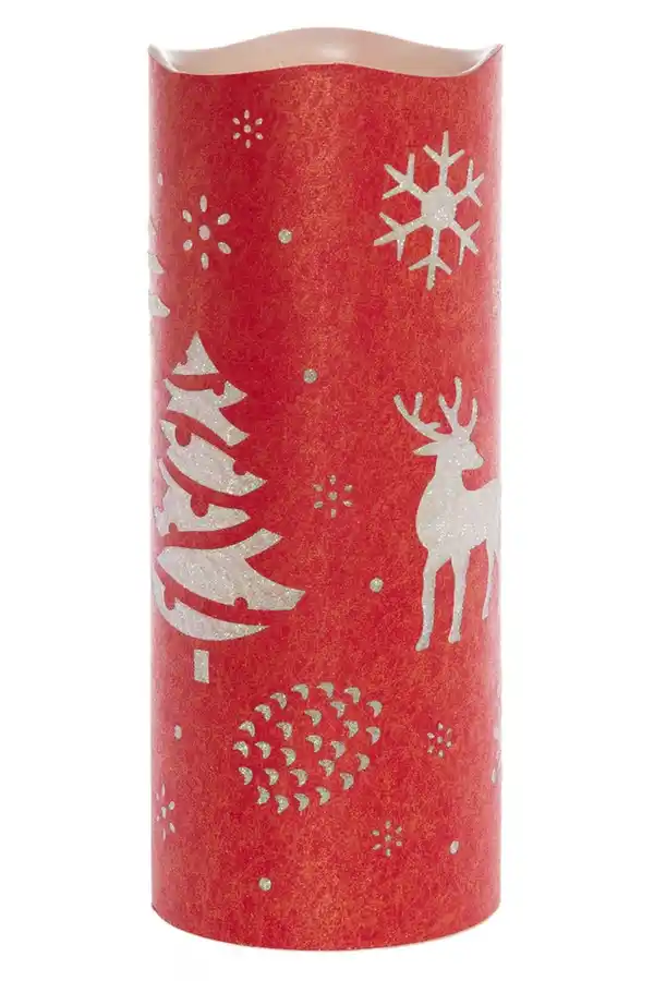 Bild 2 von My Flair LED Kerze mit Rentier, Baum, 25cm - rot/weiß