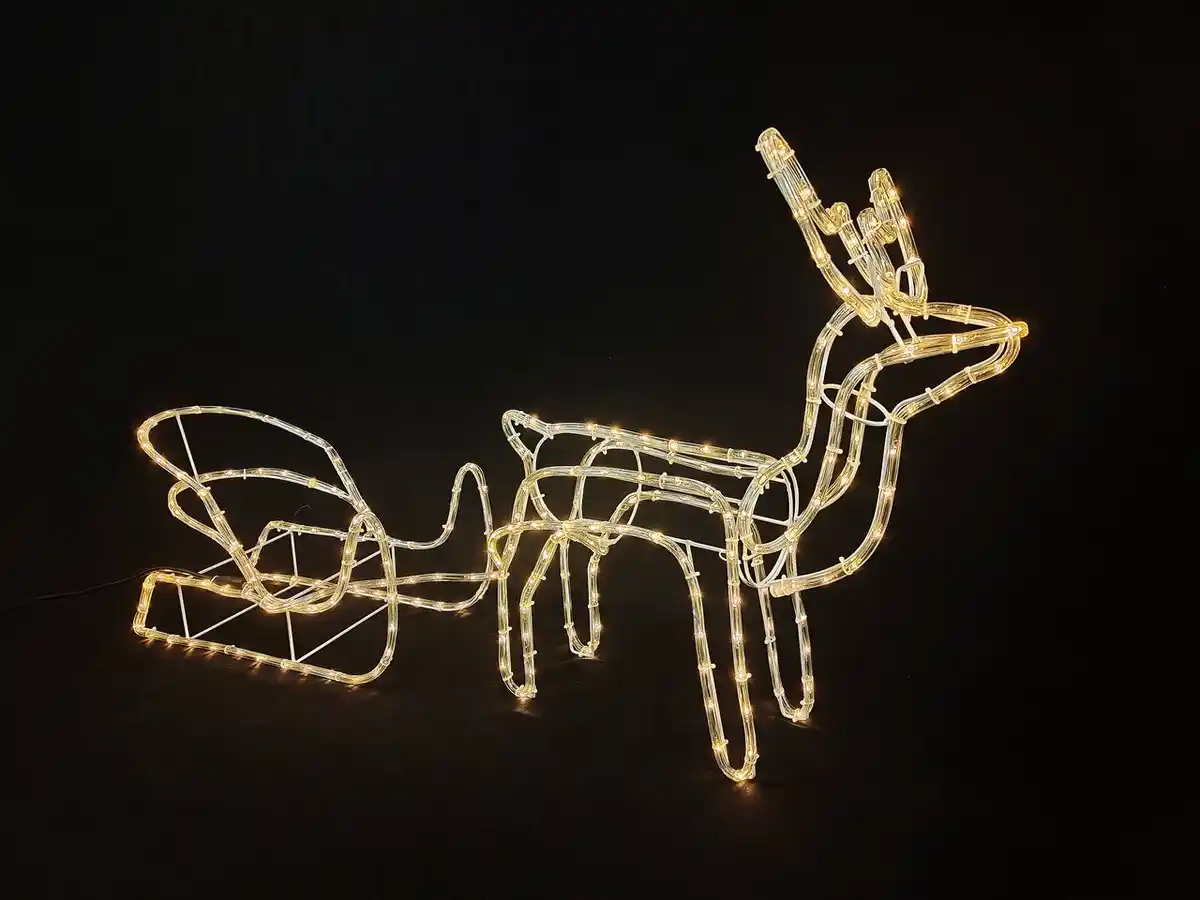 Bild 3 von LED Rentier mit Schlitten 9W 528lm 264 LEDs 11m Lichtschlauch warmweiß 2400K