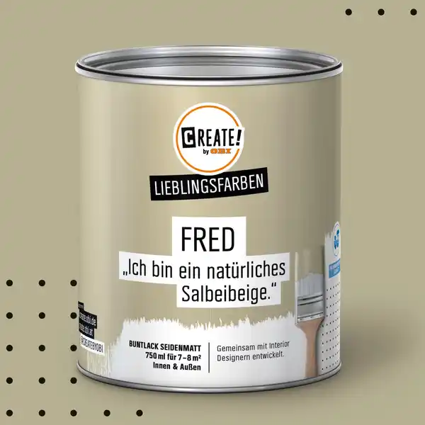 Bild 1 von CREATE! by OBI Lieblingsfarben Buntlack Fred Salbeibeige seidenmatt 750ml