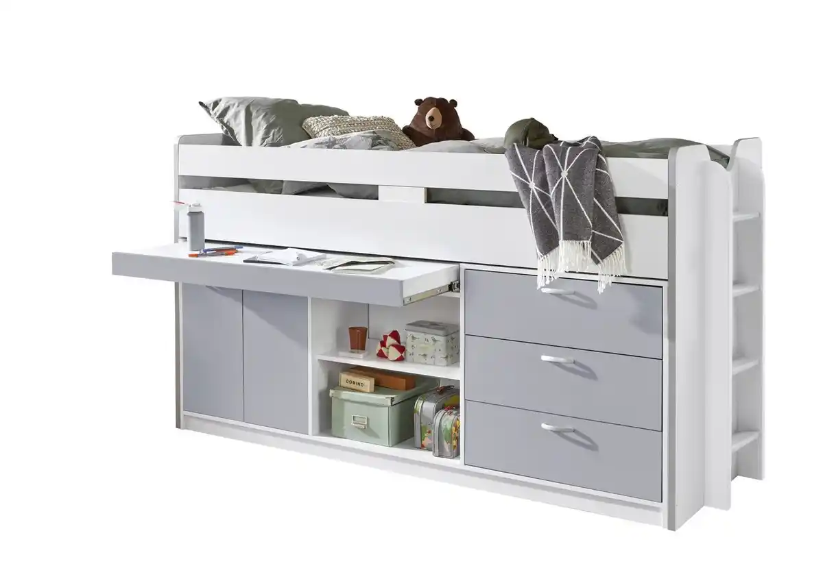Bild 1 von Hochbett PONNY LF 90x200 cm, mit Regal, Schubladenelement und Schreibtisch