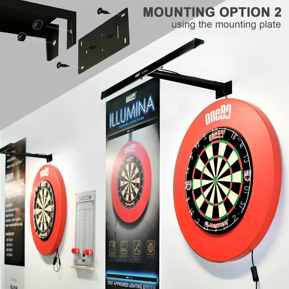 Bild 2 von Dart Illumina LED Beleuchtung Dartboard System mit gebrandetem kleinen Nylonteppich