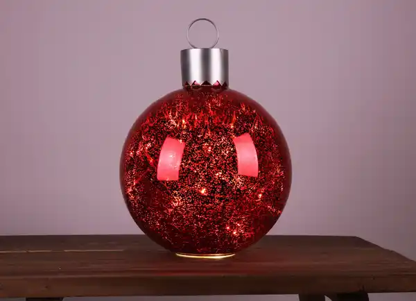 Bild 1 von Große LED-Leuchtkugel aus Glas mit Timer 30cm 25 LEDs Warmweiß Rot