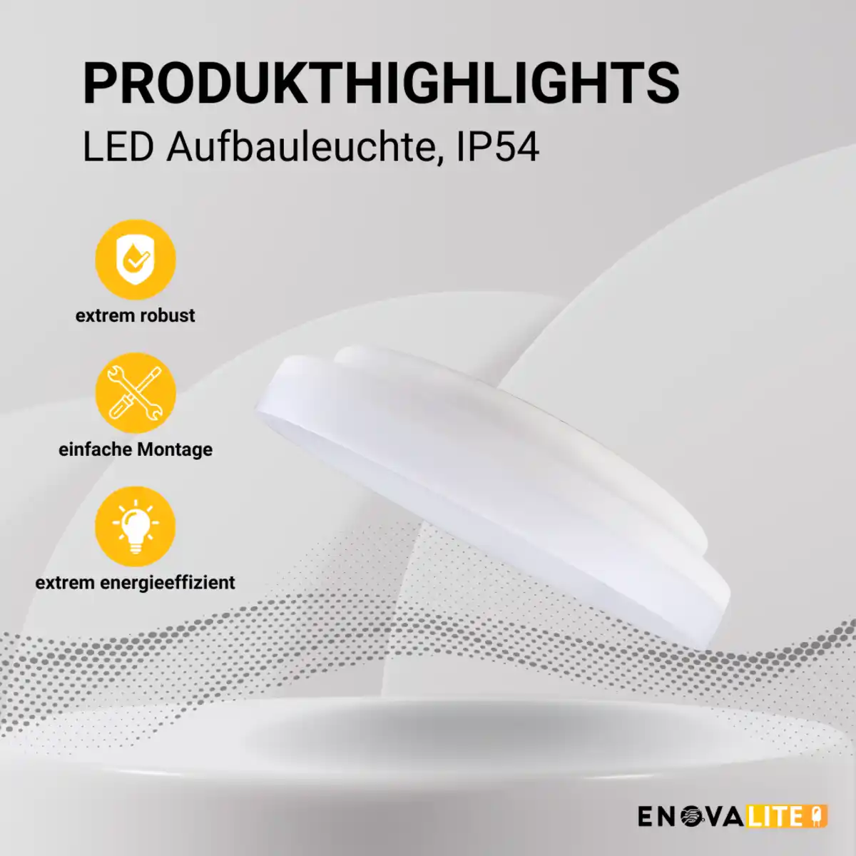 Bild 3 von ENOVALITE LED Aufbauleuchte, 18W, 1880 lm, 4000K, ø220x50mm, IP54