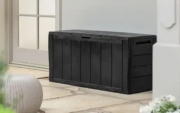 Bild 4 von Sherwood Auflagenbox, wetterbeständig - 270L 117x45x58 cm - Anthrazit Holzoptik