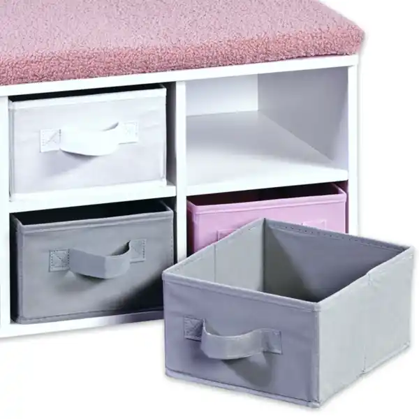 Bild 2 von Kinder-Sitzbank mit Sitzkissen & Aufbewahrungsboxen, weiß