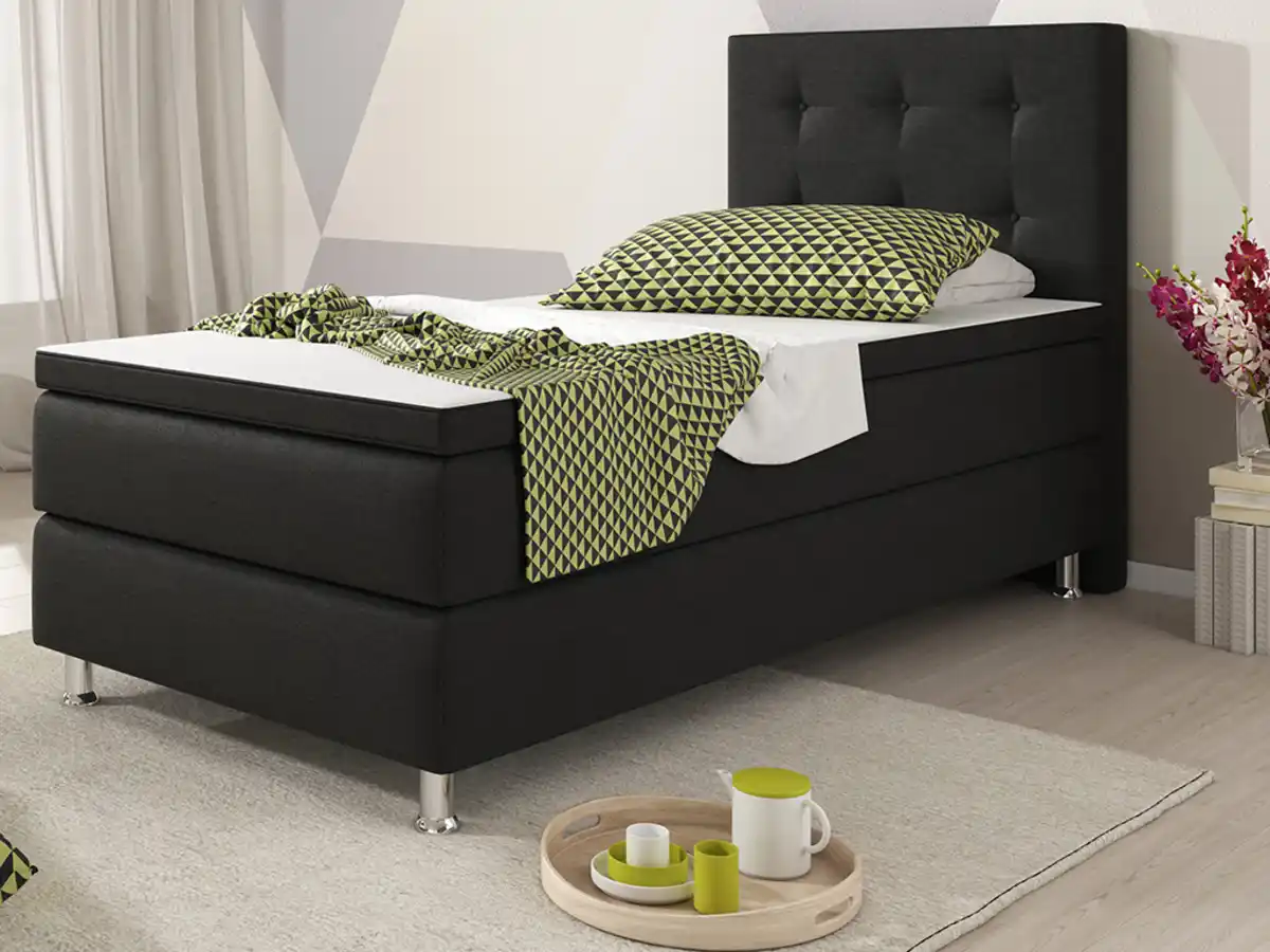 Bild 2 von Boxspringbett Köln 90x200 Webstoff Schwarz
