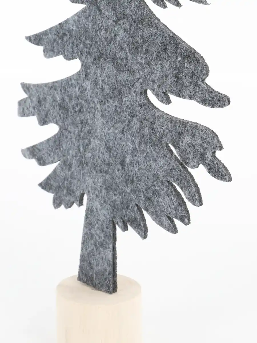 Bild 2 von Filzbaum mit Holzfuß, 30cm hoch Grau