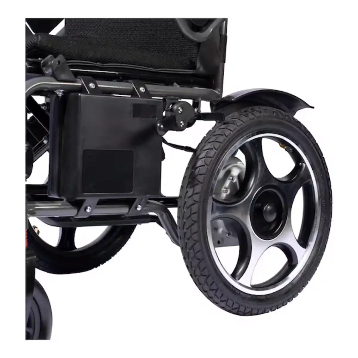 Bild 2 von Elektrorollstuhl- Komfort AT52320 mit Begleitsteuerung inkl. Radpumpe, Getränkehalter und Regenschir