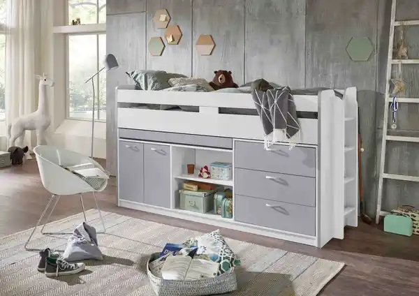 Bild 3 von Hochbett PONNY LF 90x200 cm, mit Regal, Schubladenelement und Schreibtisch