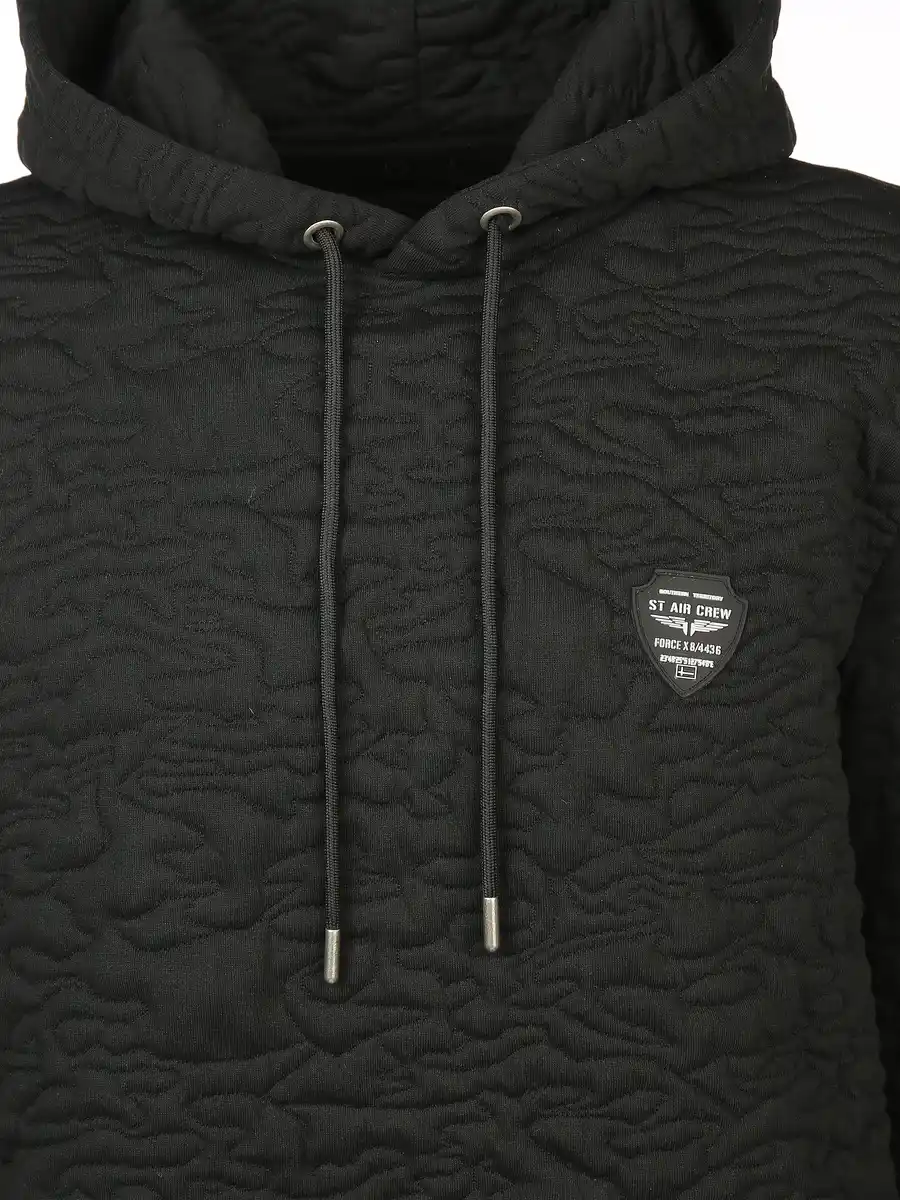 Bild 3 von Herren Kapuzensweatshirt mit Struktur Schwarz