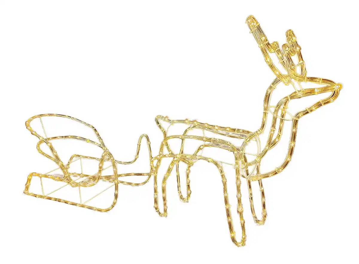 Bild 2 von LED Rentier mit Schlitten 9W 528lm 264 LEDs 11m Lichtschlauch warmweiß 2400K