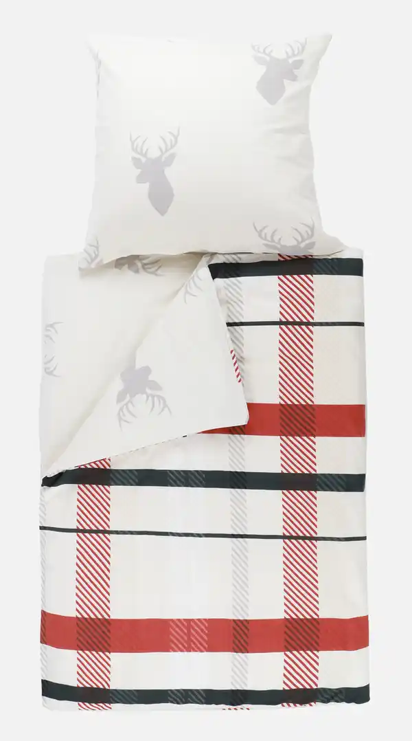 Bild 2 von Biberbettwäsche mit Hirschmotiv 135/200cm Weiß