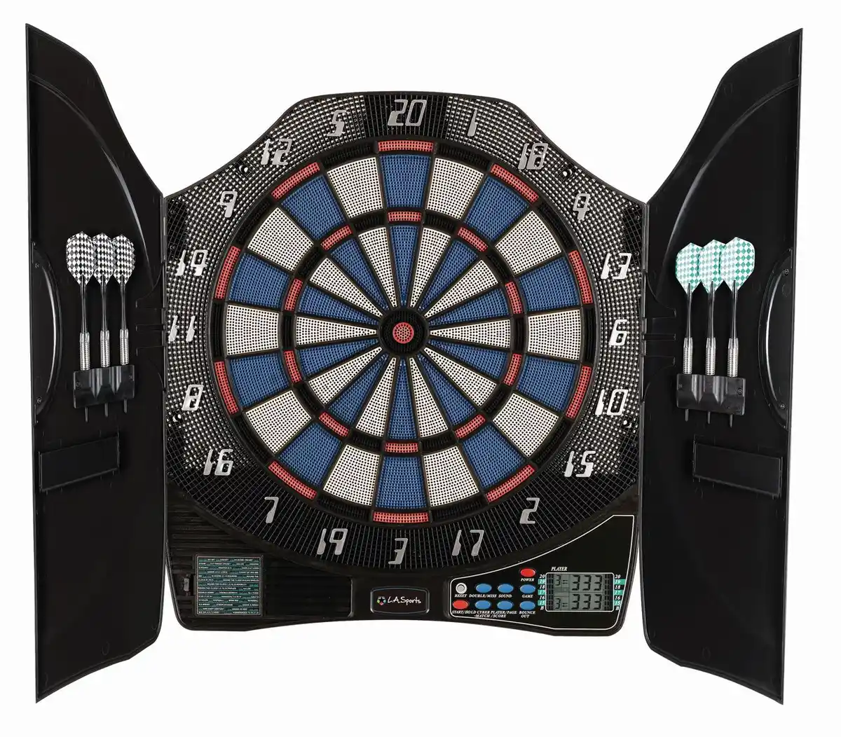 Bild 1 von Elektronische Dartscheibe Bull Legend 1-8 Spieler 6 Softdart Pfeile Dartschrank