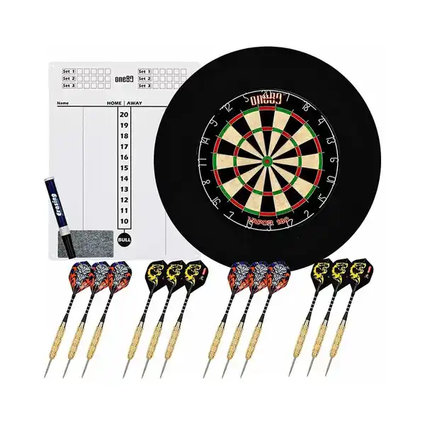 Bild 1 von Professional perfection Dartscheibe mit Pfeilen, Profi Steeldartscheibe aus Sisal