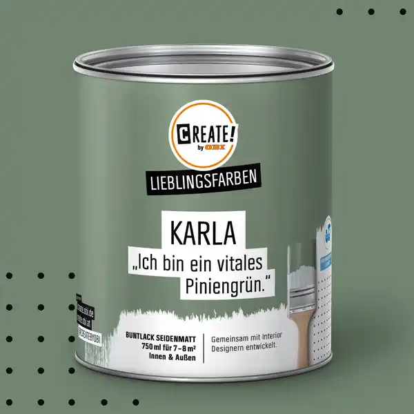 Bild 1 von CREATE! by OBI Lieblingsfarben Buntlack Karla Piniengrün seidenmatt 750ml