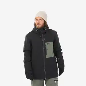 Snowboardjacke Herren ZIPROTEC kompatibel - SNB 500 schwarz Grün|khaki|schwarz