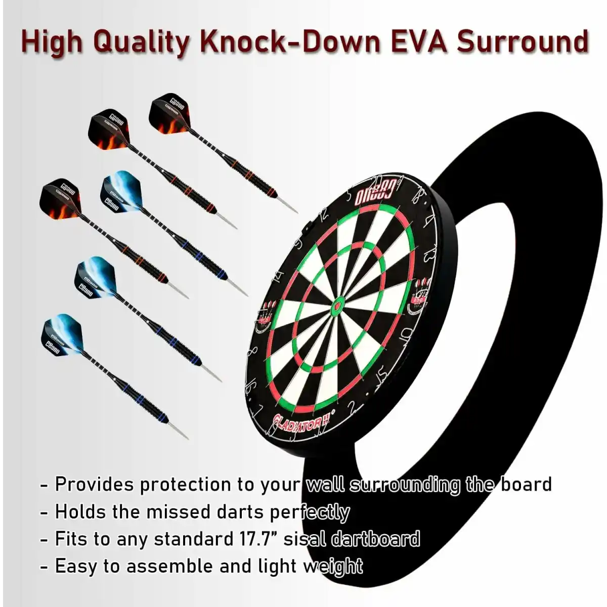 Bild 4 von Dartscheibe Steeldart, Profi mit 6 Dartpfeile Metallspitze, Schutzring Eva Dartboard Surround