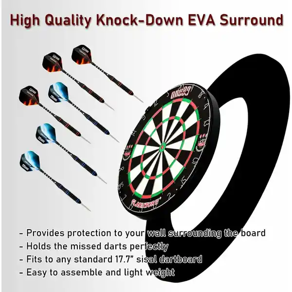 Bild 4 von Dartscheibe Steeldart, Profi mit 6 Dartpfeile Metallspitze, Schutzring Eva Dartboard Surround