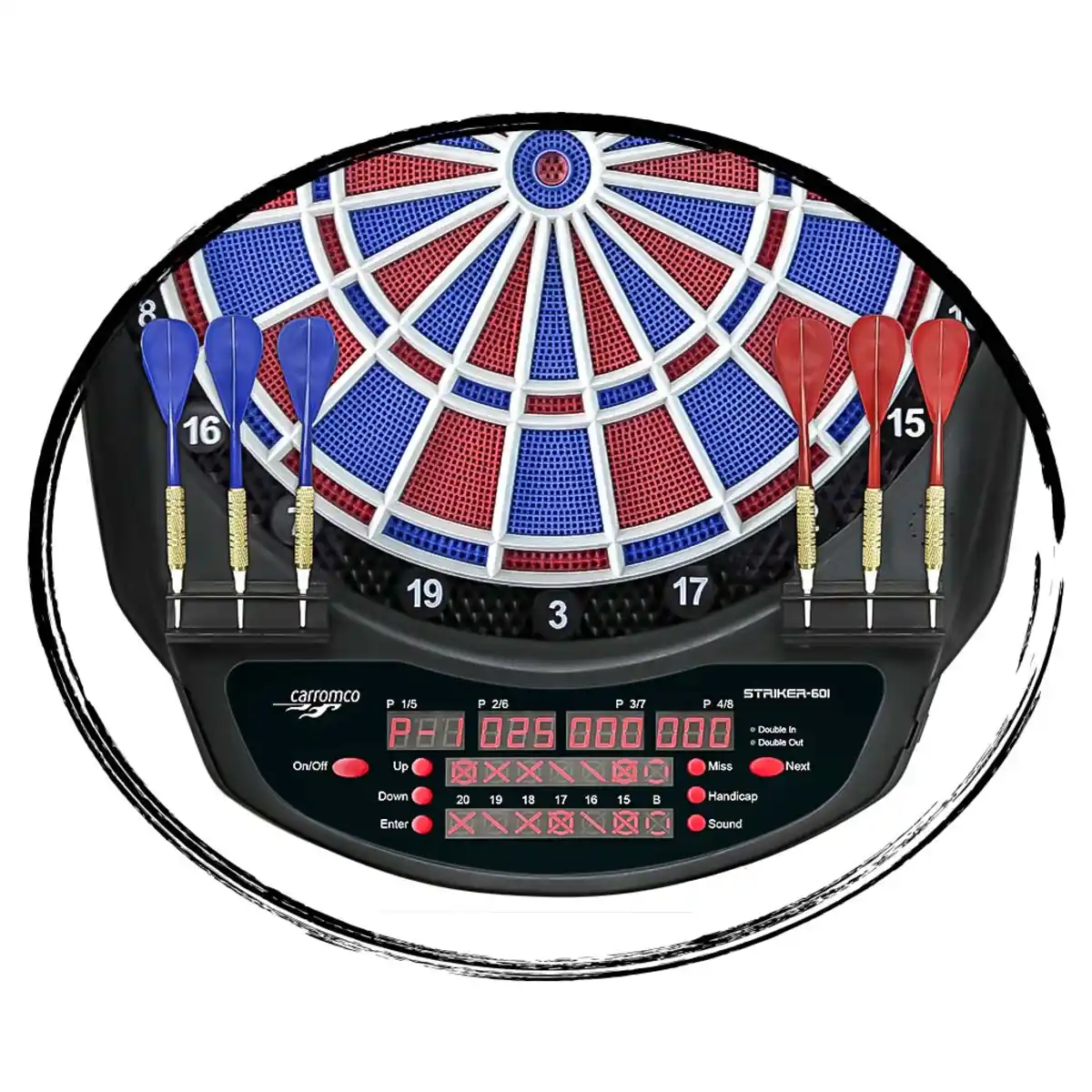 Bild 2 von ELEKTRONIK DARTBOARD STRIKER-601, MIT ADAPTER, 2-LOCH ABSTAND