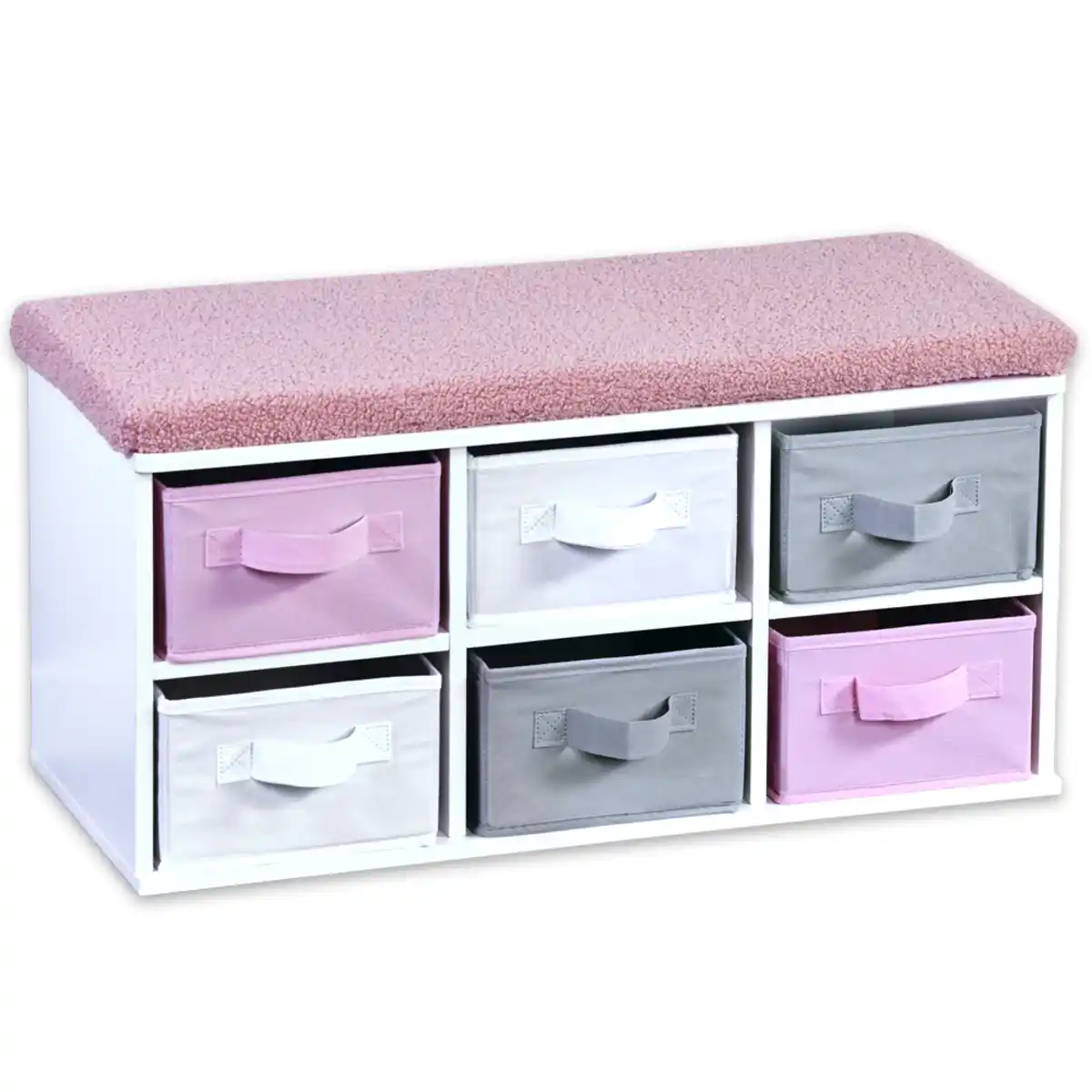 Bild 1 von Kinder-Sitzbank mit Sitzkissen & Aufbewahrungsboxen, weiß