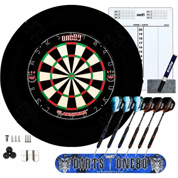 Bild 1 von Dartscheibe Steeldart, Profi mit 6 Dartpfeile Metallspitze, Schutzring Eva Dartboard Surround